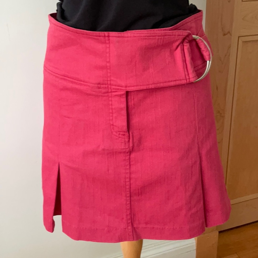 Vintage Oscar Leopold Cotton Pink Fuchsia Mini Skirt, Size 10